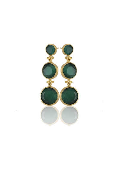 Kadir Jewellery 22 Ayar Altın Kaplama Vintage Küpe -el İşçiliği Ve Hipoalerjenik Küpe Koyu Yeşil 49218731