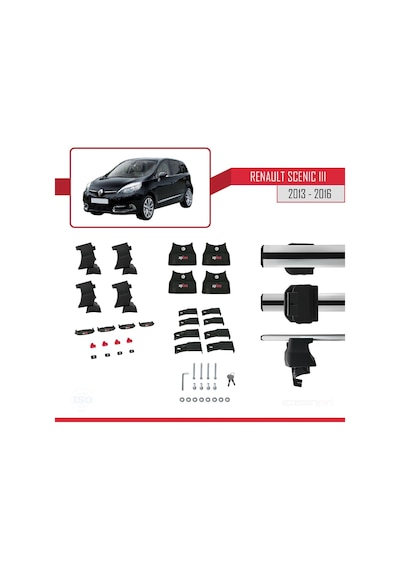 Renault Scenic Iıı 2013-2016 Arası İle Uyumlu Ace-4 Ara Atkı Tavan Barı Gri