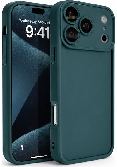Apple Uyumlu iPhone 17 Pro Kamera Çıkıntılı Mat Silikon Telefon Kılıfı Yeşil