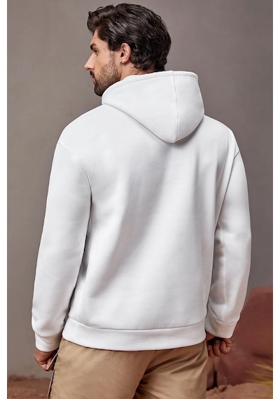 Uyguntarz Unisex Boston Baskılı Sweatshirt beyaz