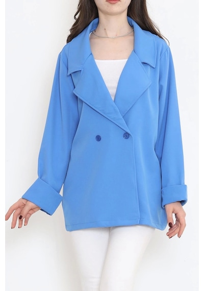 Oversize Düğmeli Ceket Mavi - 951.1247. Çok Renkli