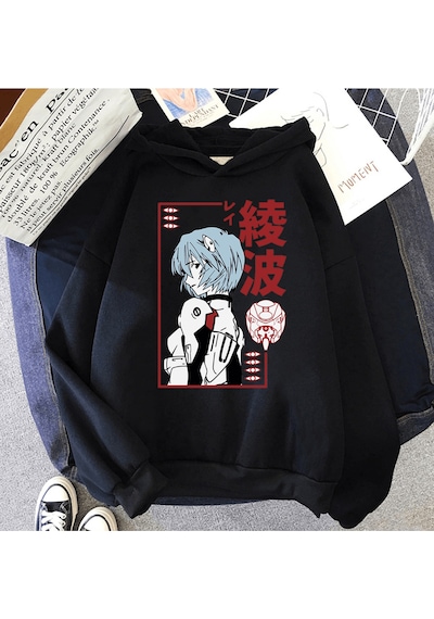 Anime Neon Genesis Evangelion Kapşonlu Sweatshirt