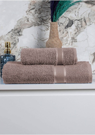 %100 Pamuk 2 Parça Kadın/erkek Banyo Duş Hamam Havlu Seti 90x150 Cm Kahverengi
