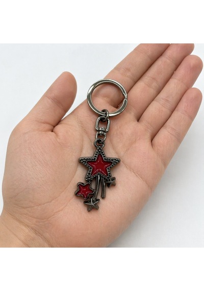 Kırmızı Yıldız Figürlü Gotik Metal Anahtarlık Unisex Aksesuar