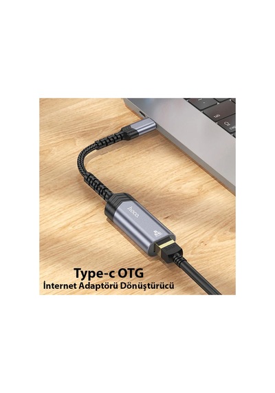 Hoco Ua26 Type-c Otg Rj45 İnternet Adaptörü Dönüştürücü 1000 Mbps- 5775 - Karbul2000-9175 Gri