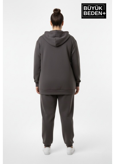 Süperlife Kadın Büyük Beden Fermuarlı Kapüşonlu İnce Sweatshirt Hırka - Rahat Kalıp Spr26bhr960 Füme Süperlife Kadın Büyük Beden Fermuarlı Kapüşonlu İnce Sweatshirt Hırka - Rahat Kalıp Spr26bhr960 Füme