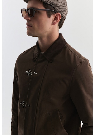 Antioch Metal Süslü Düğmeli Regular Fit Mont Kahve