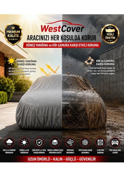 Byd Seal Design Gri Kalın Dolu Korumalı- Premium Oto Branda 4 Mevsim Dolu, Güneş, Yağmur Ve Uv Korumalı