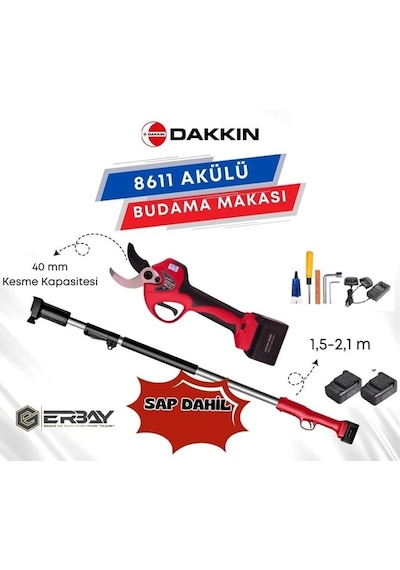 Dakkın 8611 Akülü Budama Makası 40mm Uzatma Aparatlı