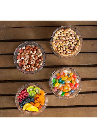 Porsima 4 Lü Kristal Cam Çerezlik Sunumluk Tek Kişilik Salata Kasesi 400 Ml