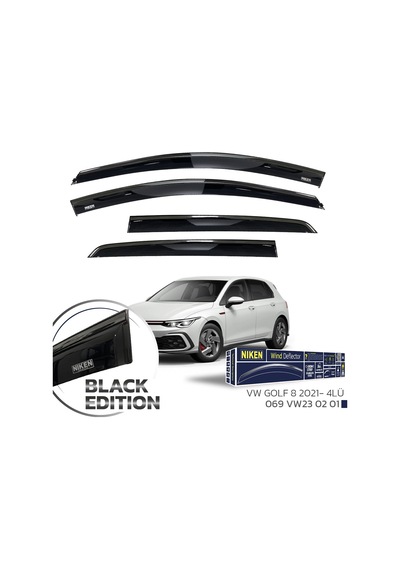 Niken Volkswagen Golf 8 Cam Rüzgarlığı Siyah Kromlu 4'lü 2021 Sonrası Uyumlu