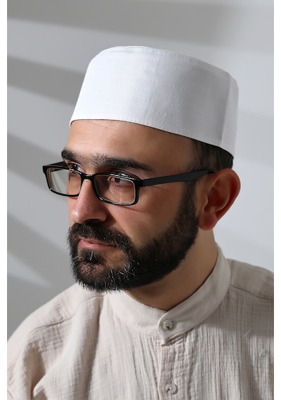 Osmanlı Arma Desenli Kalıp Kumaş Takke Beyaz