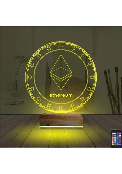 Luvivia Crypto Ethereum Coin 3d Lamba - Masa Gece Lambası Şeffaf