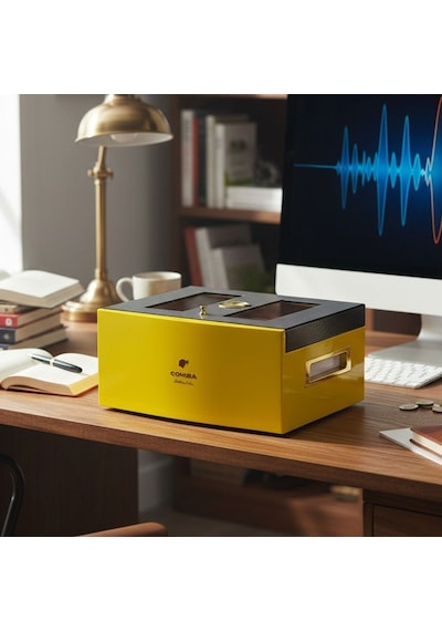 Cohiba Camlı Puro Kutusu Humidor Sarı 70's