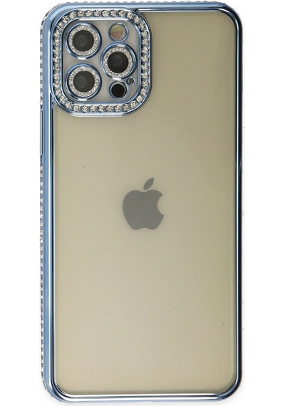 Newface Apple iPhone Uyumlu 12 Pro Kılıf Joke Taşlı Silikon Semeglbl - 49 - Mavi
