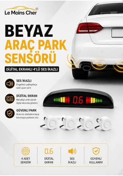 Hyundai Accent Blue Prime Beyaz Araç Park Sensörü Dijital Ekranlı 4'lü Ses İkazlı