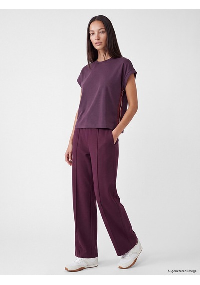 Lcw Everyday Mürdüm Şerit Detaylı Soft Touch Oversize Kadın Tişört