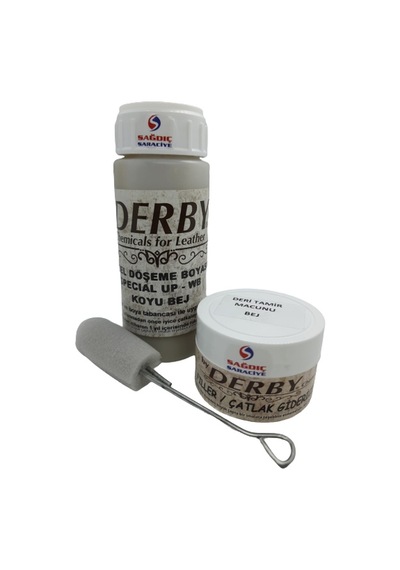 Derby Koyu Bej Oto Döşeme Boyası ve Natural Deri Tamir Macunu