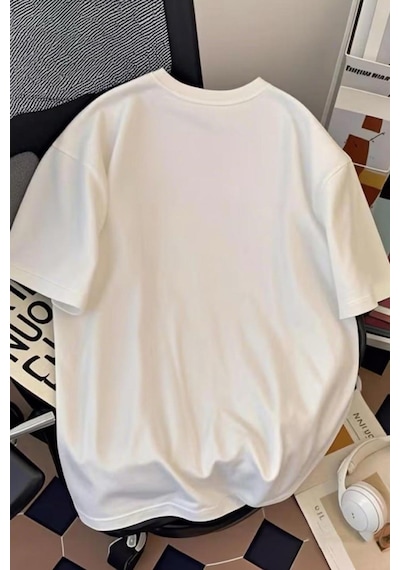 Palermo Sicilya Portakal Temalı Bisiklet Yaka Pamuklu Oversize T-shirt Beyaz