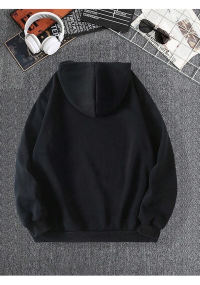 Startmore Siyah Unisex Siyah California Baskılı Oversize Kapüşonlu