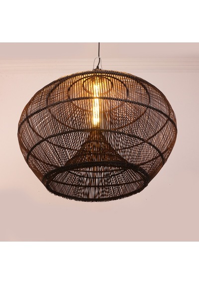 Atlas Doğal Rattan Avize 60x70 Cm Siyah