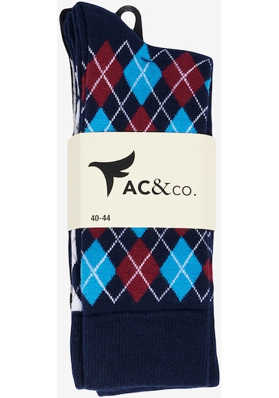 AC&Co / Altınyıldız Classics Erkek Lacivert-gri Pamuklu Desenli 3'lü Soket Çorap Lacivert - Gri