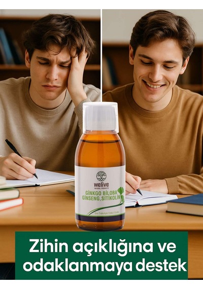 Gınkgo Biloba Ginseng Sitikolin Sıvı Takviye Edici Gıda 150 Ml