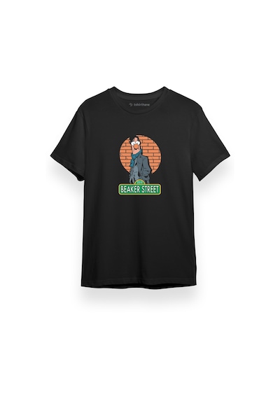 Sherlock Beaker Street Siyah Kısa Kol Erkek Tshirt 001