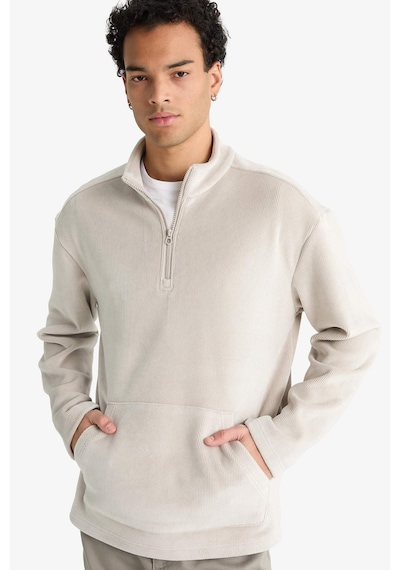 Defacto Yumuşak Tuşe Kadife Sweatshirt F2352AX25WN Gri