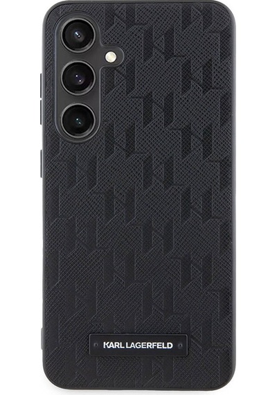 Galaxy S24 Uyumlu Kılıf Lisanslı Saffiano Monogram Metal Logo Kapak Siyah