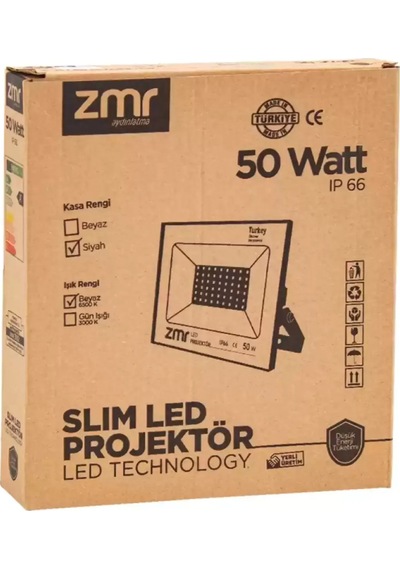 Siyah Kasa Led Projektör Zmr-302/s.65 50w