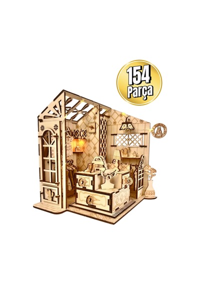 Ahşap Maket Terzi Dükkanı - Peri Led Işıklı Kendin Yap Dıy Dekoratif Kit