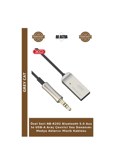 Özel Seri Nb-r202 Bluetooth 5.0 Aux To Usb-a Araç Çevirici Ses Donanımı Medya Aktarıcı Müzik Kablosu