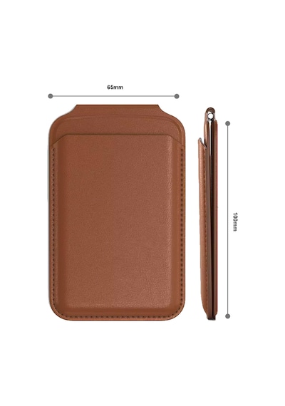 Magsafe Uyumlu Güçlü Mıknatıslı Katlanabilir Deri Cüzdan Ve Telefon Standı Kahverengi