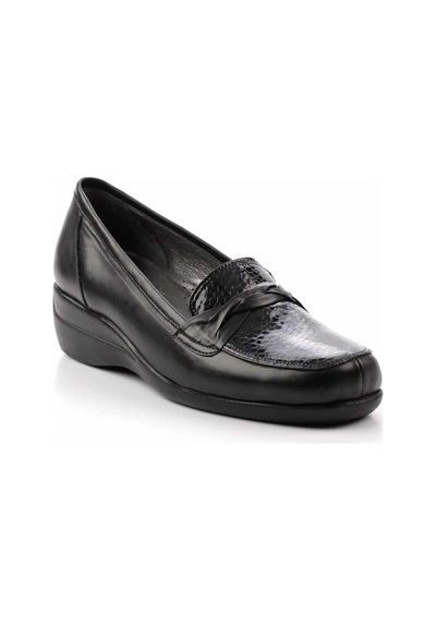 Bambi Siyah Siyah Leather Kadın Dolgu Topuklu Ayakkabı K01531123503 Siyah Siyah