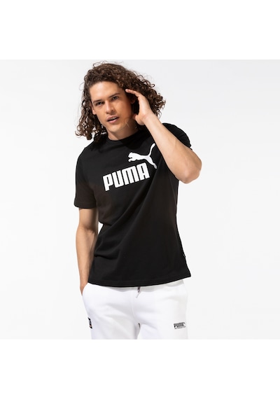 Puma Ess Logo Erkek Siyah Bisiklet Yaka T-shirt - 586666 Siyah