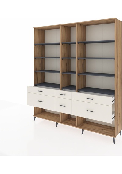 Hyperion Dolap 12 Raflı 6 Çekmeceli 220x44x243 Çam-antrasit/aytaşı Antrasıt/aytası Hyperion Dolap 12 Raflı 6 Çekmeceli 220x44x243 Çam-antrasit/aytaşı Antrasıt/aytası