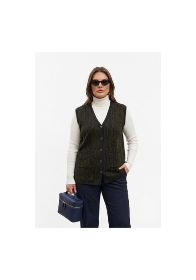 Onno Style Women Desenli Çelik Örgü Klasik Triko Yelek Lacivert