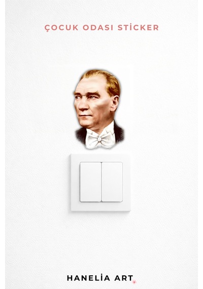 Priz Üstü Mustafa Kemal Atatürk Sticker Parlak Duvar Sticker Çocuk Odası Dekoru Çok Renkli