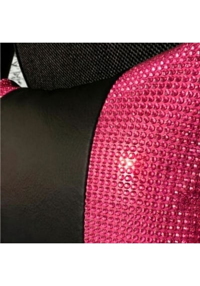 Işıltılı Pırlanta Taşlı Ergonomik Boyun Yastığı Ve Konforlu Emniyet Kemer Süngeri Seti Üniversal Pembe