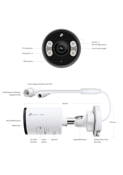Tp-lınk Vıgı Insıght S355 5mp 2.8mm Full Color 30mt Ip67 Kamera