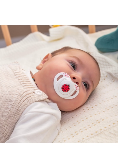 Mamajoo Ortodontik Damaklı Emzik, Uğur Böceği, 0+ Ay, Emzik Saklama Kutusu, 1 Adet