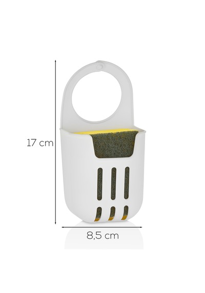 Porsima Org-319-1 Pratik Askılı Silikon Bulaşık Süngerlik Düzenleyici - Bulaşık Süngeri - Beyaz Beyaz