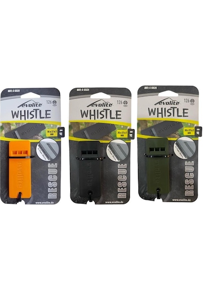 3 Ürün Evolite Rescue E-5531 126 Db Deprem Düdüğü Haki Yeşil+siyah+turuncu Çok Renkli