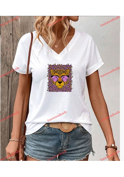 Startmore Leopar Desenli Leopar Beyaz