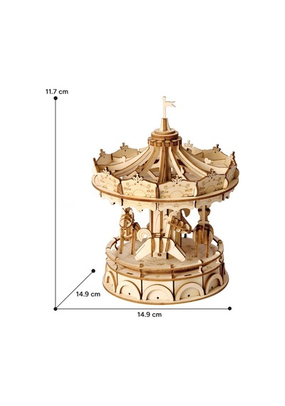 Rolife Tg404 Atlı Karınca Merry-go-round Dıy Minyatür Maket Model Ahşap 3d Wooden Puzzle Model Kit Dekoratif Hobi Seti Ahşap Maket