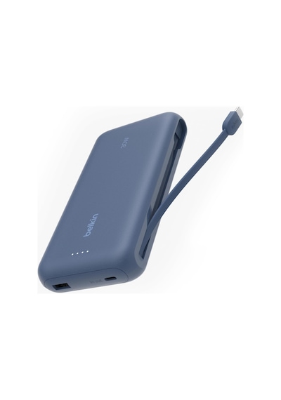Taşınabilir Şarj Cihazı, 20k Entegre Kablolu Taşınabilir, 30 W Güç İletimli Hızlı Şarj, Usb-c, İphone 17, İpad Pro, Galaxy S25 Serisi Ve Daha Fazlası, Mavi
