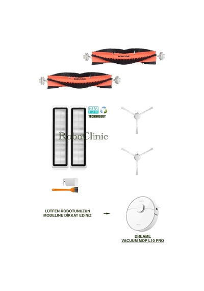 Dreame Vacuum Mop L10 Pro Beyaz Robot Süpürge Uyumlu Fırça,hepa Filtre,set-8 Parça