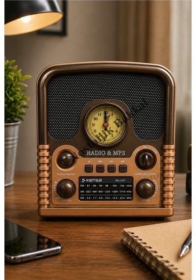 Nostaljik Everton Rt-743 Radyo & Mp3 Çalar Usb/tf Kart Destekli, Dekoratif Masaüstü Radyo-saat