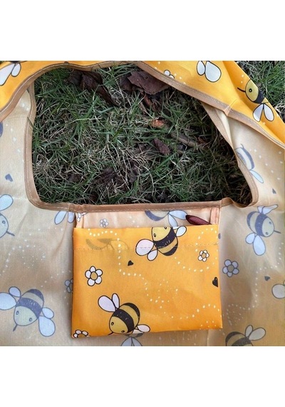 My Balli Store Büyük Boy Alışveriş Ve Pazar Çantası, Dayanıklı Polyester Omuz Tote Çanta Arı Baskılı